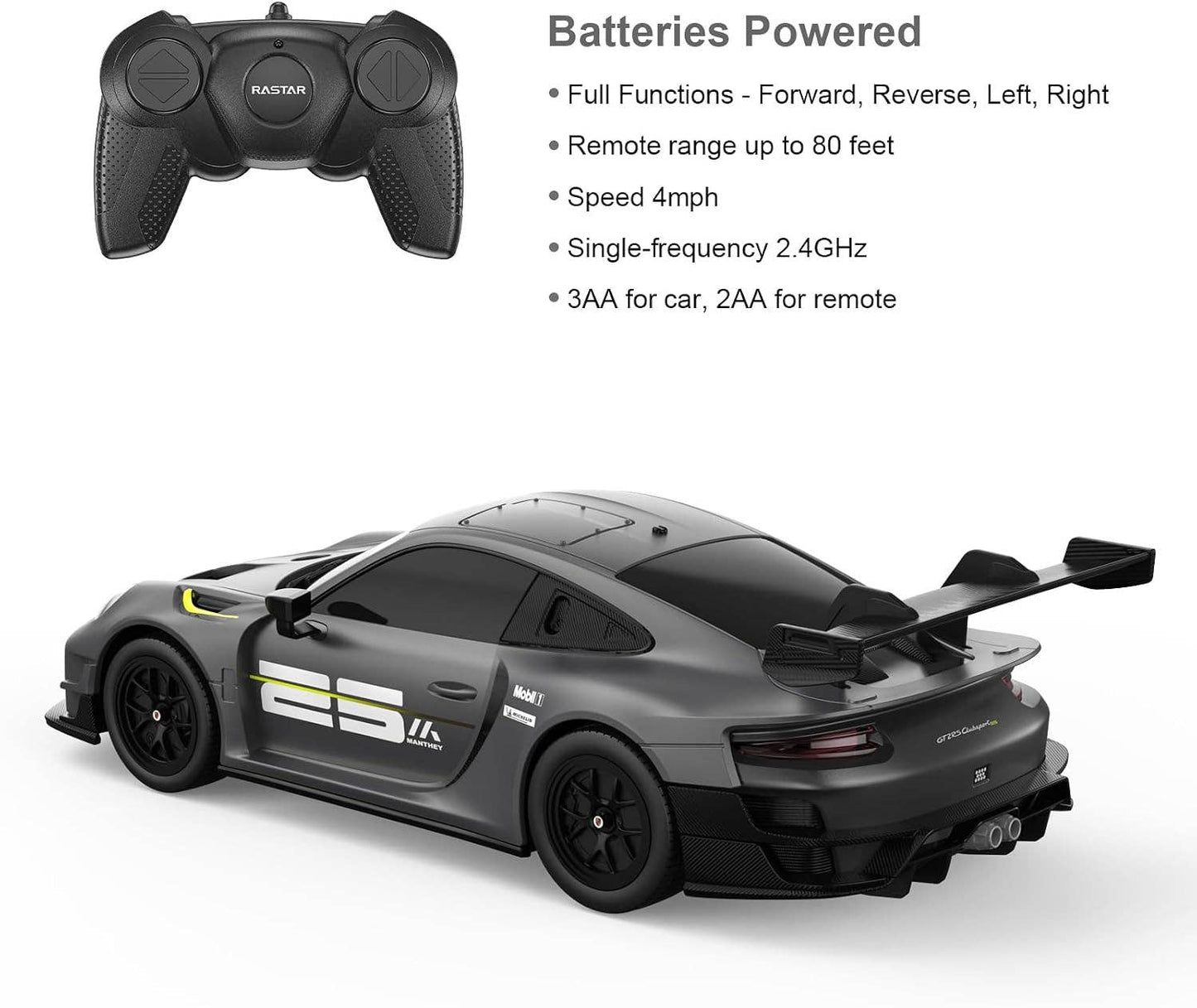 1:24 Scale RC Porsche 911 GT2 RS Remote Control Sports Car