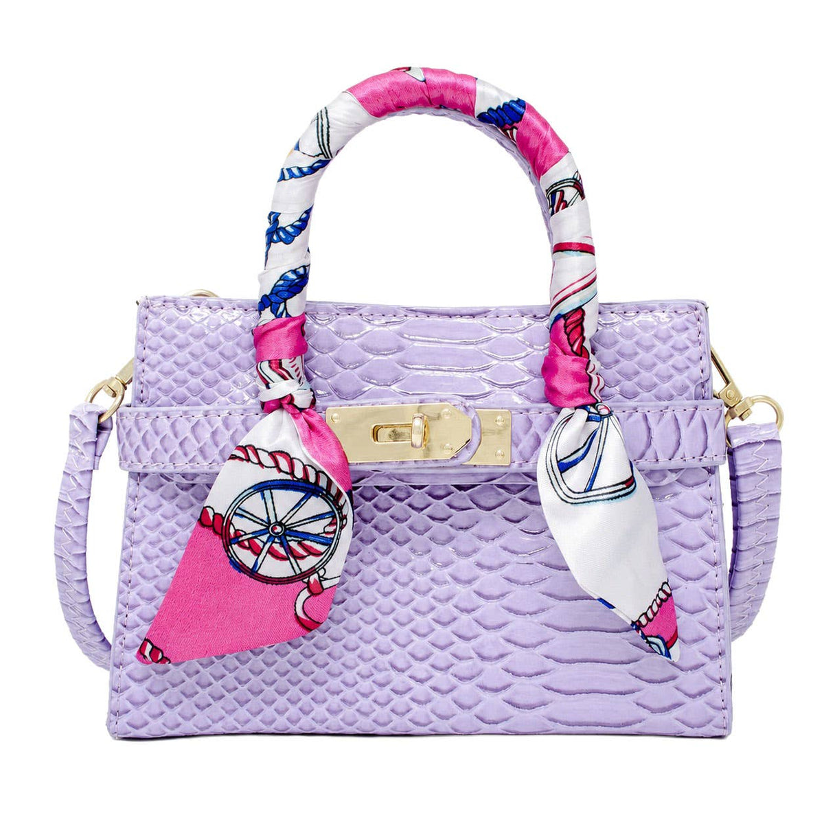 Tiny Treats crocodile scarf handbag, lavender