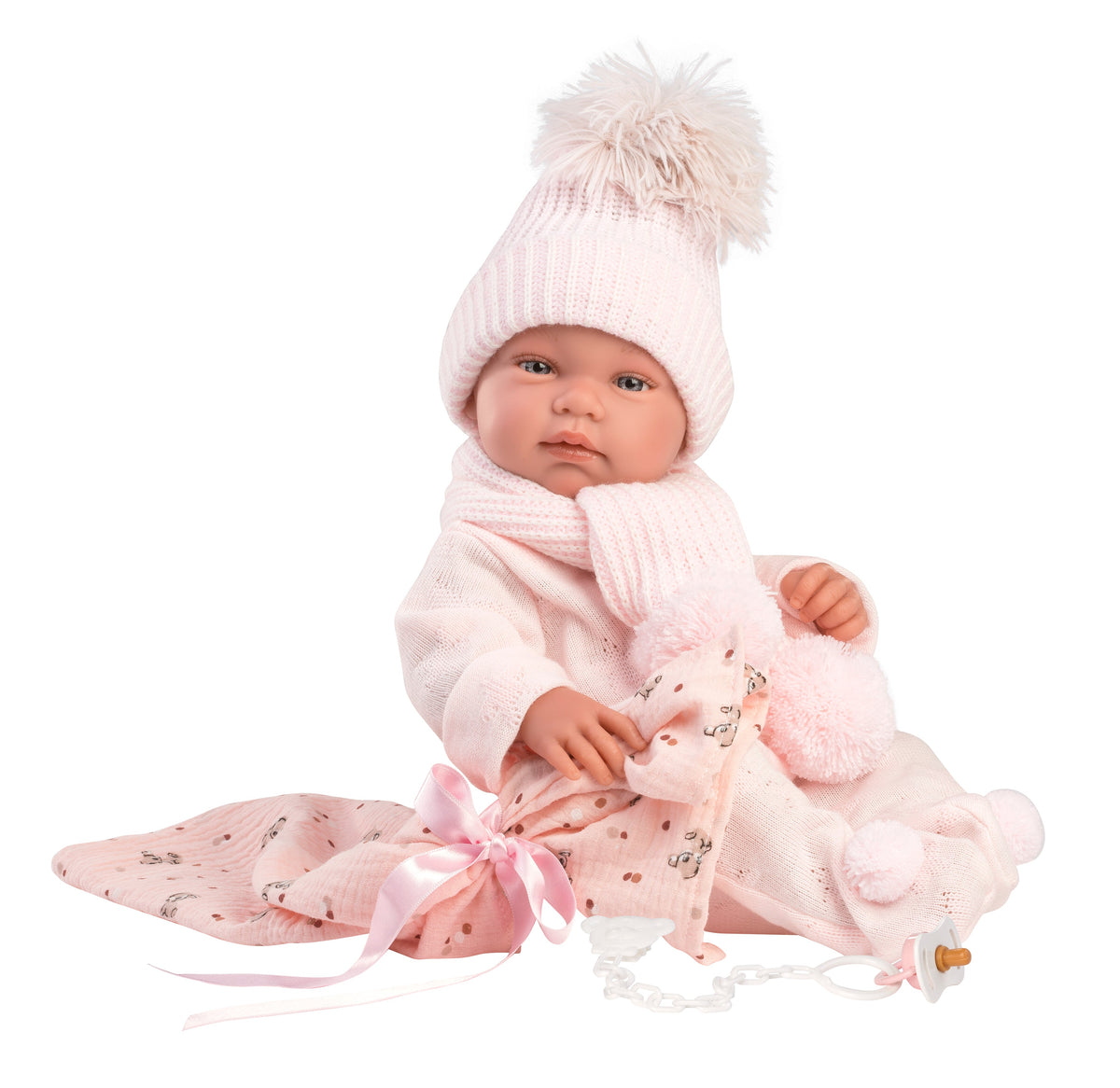Llorens Jacqueline 16.9" Anatomically-Correct Newborn Doll with Blanket (LL84338) — with blanket