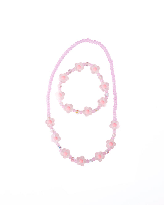Great Pretenders Pink Crystal Blooms Necklace & Bracelet Set, 2pc (86169)