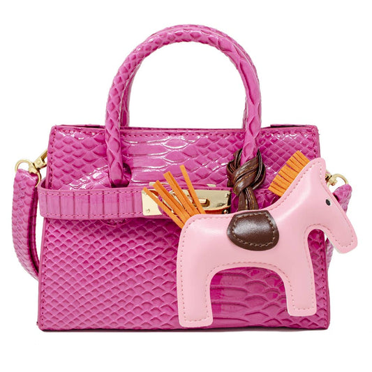 Tiny Treats crocodile pony handbag, hot pink
