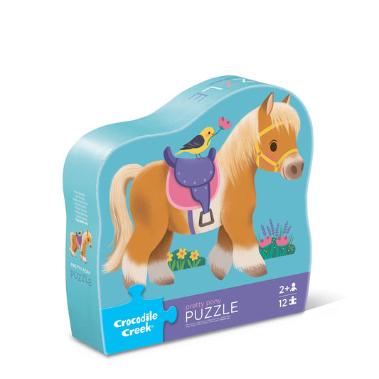 Crocodile Creek 12-Piece Mini Puzzle - Pony (41236) — pony-shaped box