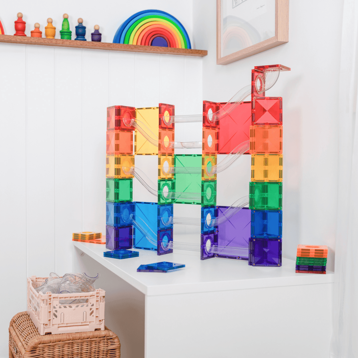 Connetix Rainbow Super Ball Run Pack, 134 Pieces — ball run build