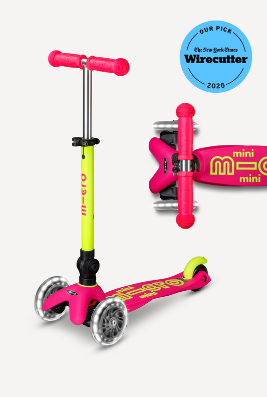 Micro Mini Foldable LED Scooter Neon Flamingo Pink/Yellow (MMD243)