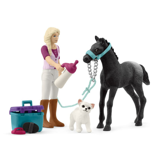 Schleich Horse Club Horse Grooming with Appaloosa Foal Playset (42755)