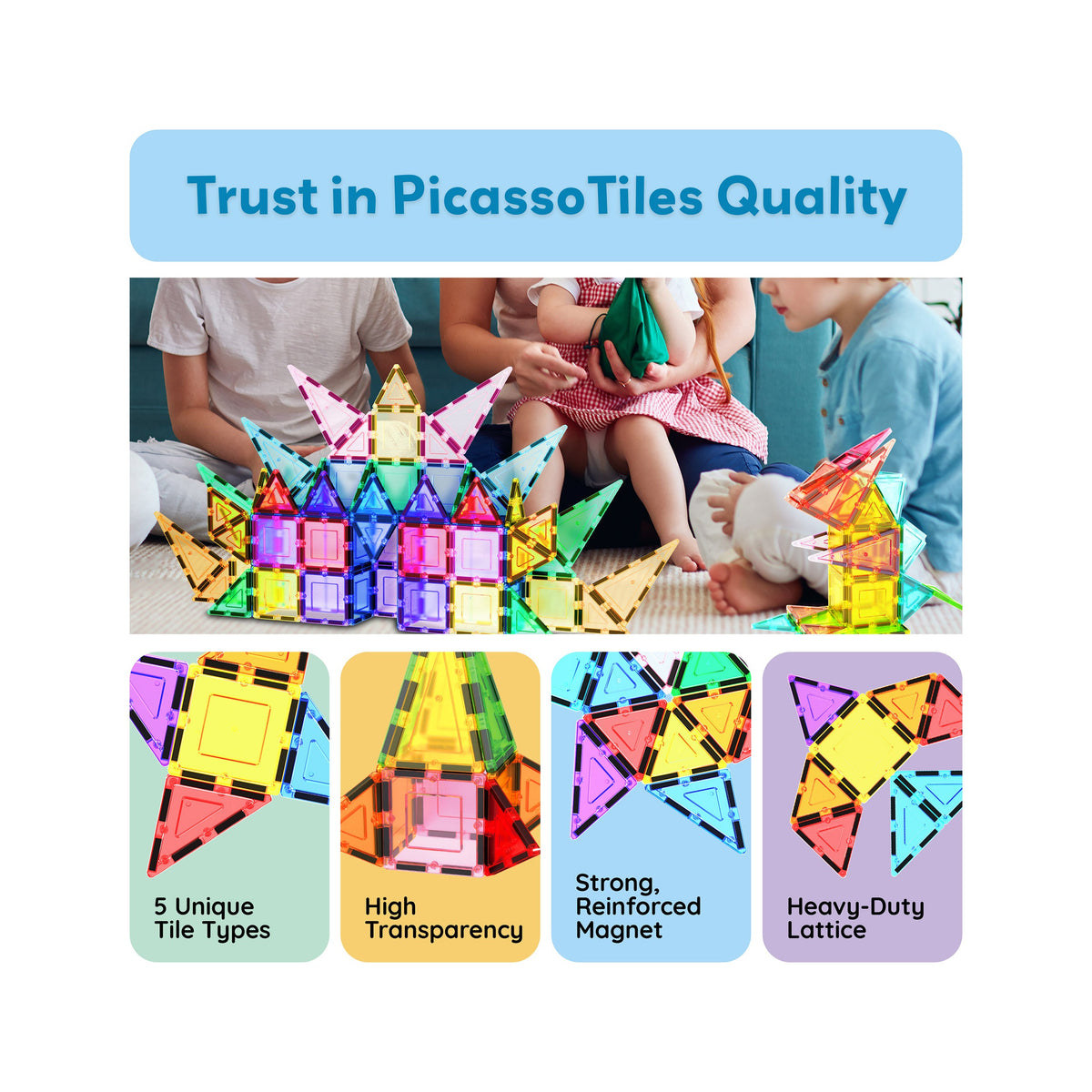 PicassoTiles 61pc magnetic tile building set packaging