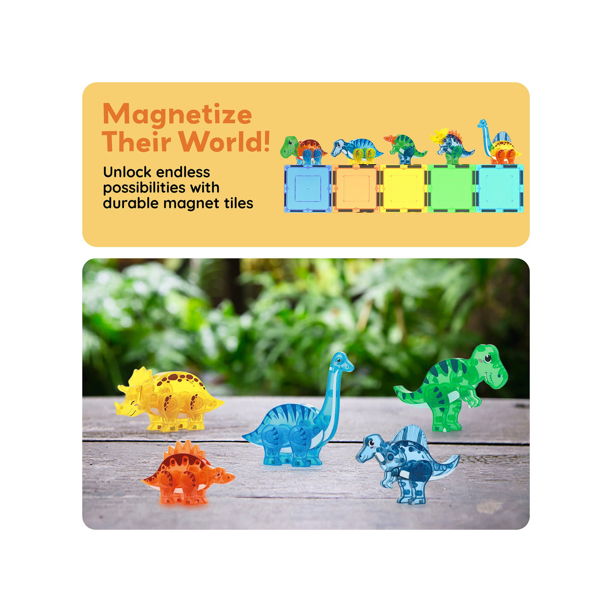 PicassoTiles mix and match dinosaurs - compatibility