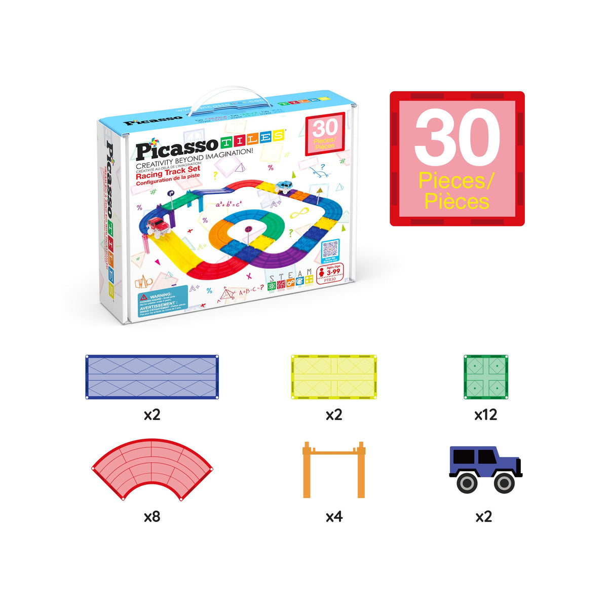 PicassoTiles 30pc race track - cars