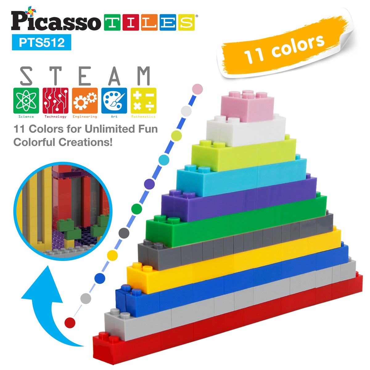 PicassoTiles 512pc set - block spike tiles