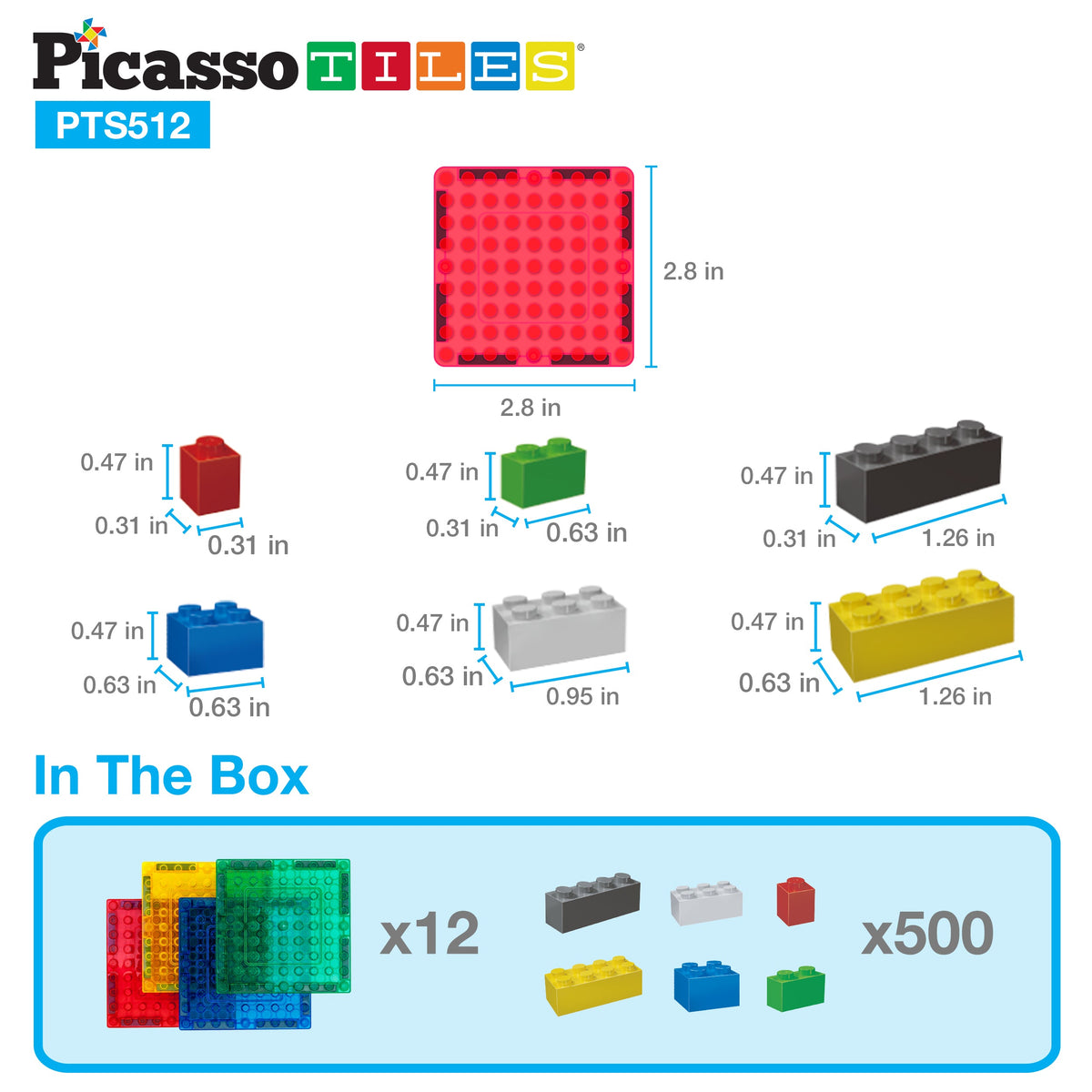 PicassoTiles 512pc set - contents