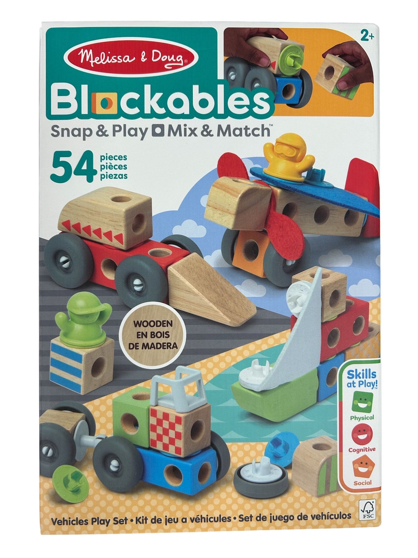 Melissa & Doug Blockables Vehicles 54 Piece Play Set 50277 LJ51107
