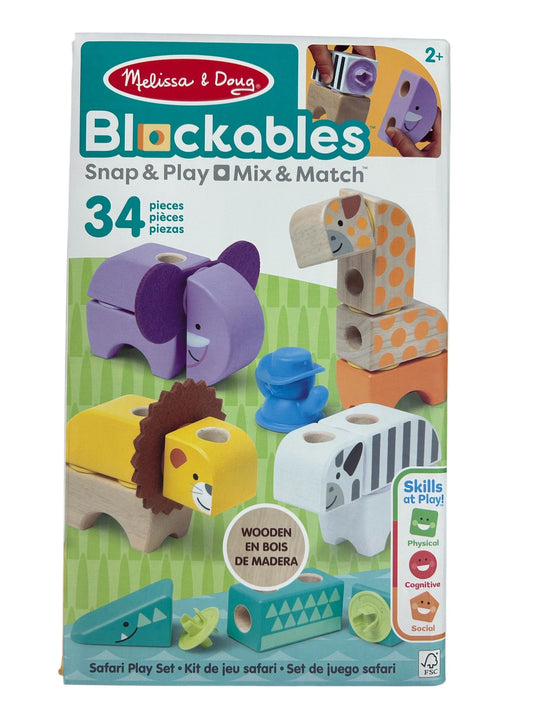 Melissa & Doug Blockables Safari 34 Piece Play Set 50171 LJ51105