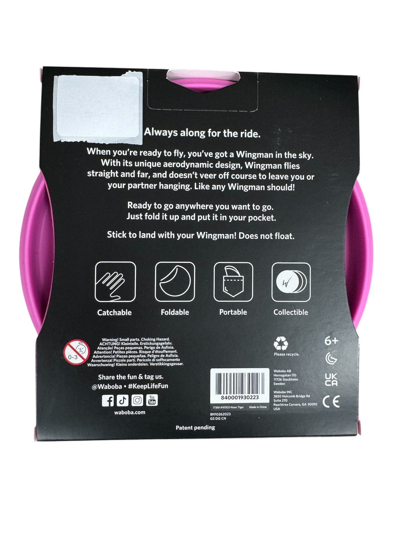 Waboba Wingman Foldable Silicone Disc Neon Tiger W302