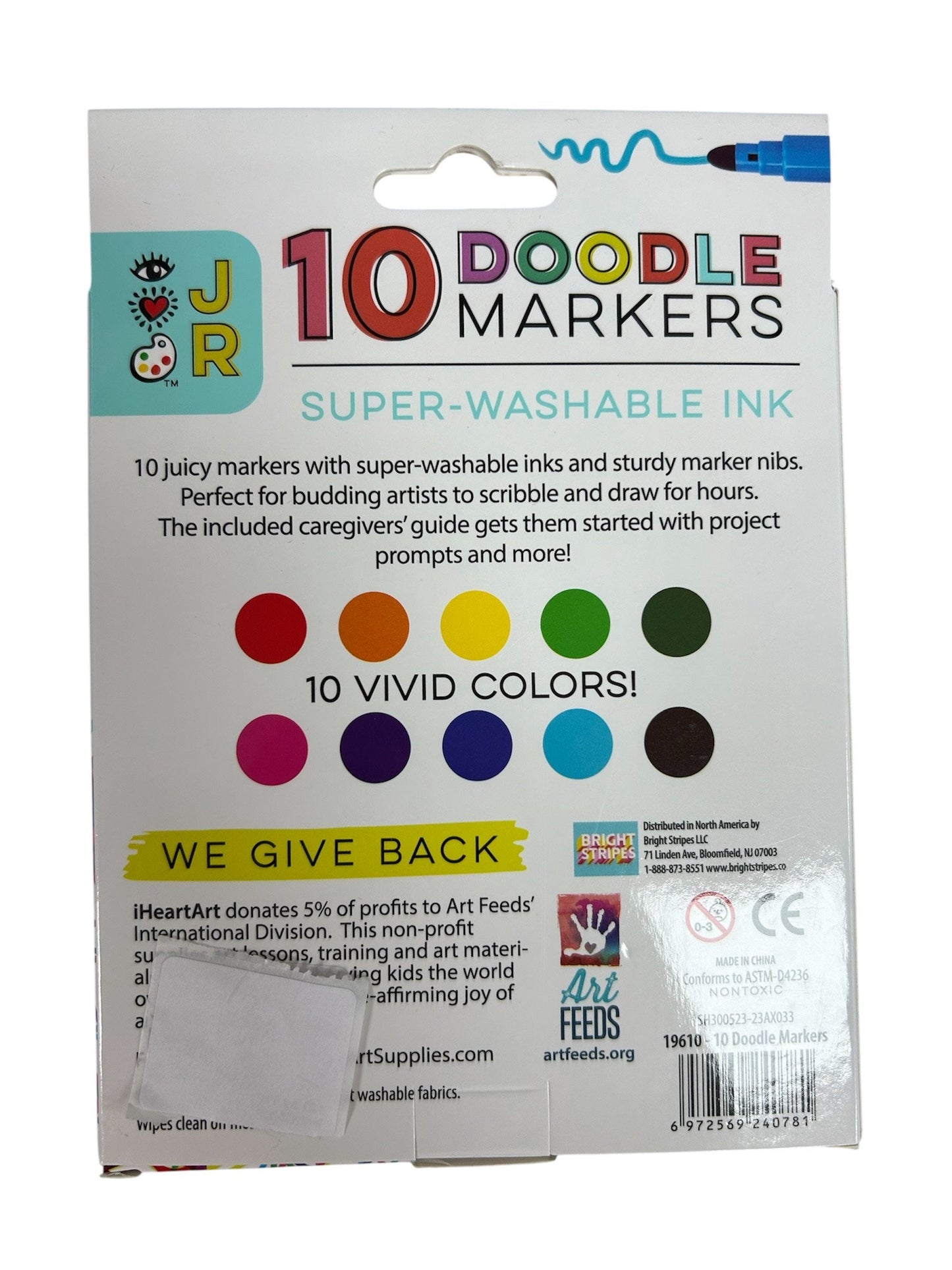 Bright Stripes JR 10 Doodle Markers 19610-10 BGH19610