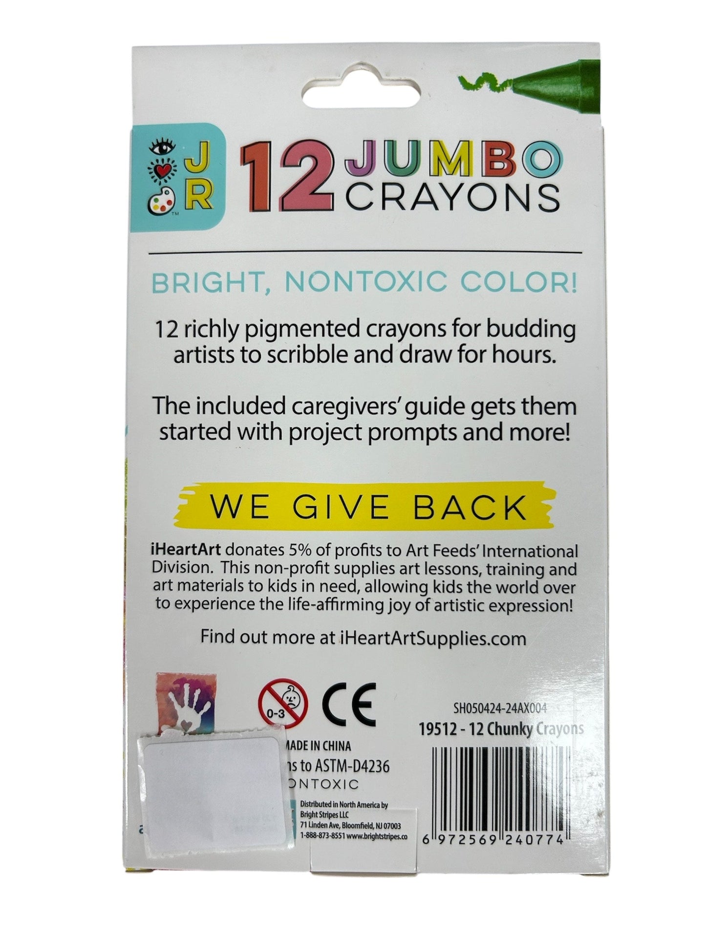 Bright Stripes JR 12 Jumbo Crayons 19512-12 BGH19512