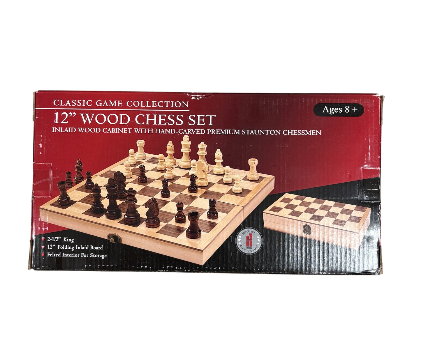Hansen Classic Games 12" Wood Chess Set A400