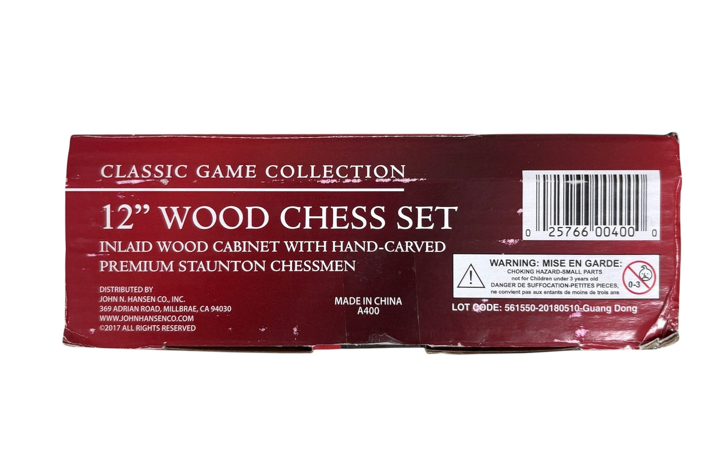 Hansen Classic Games 12" Wood Chess Set A400