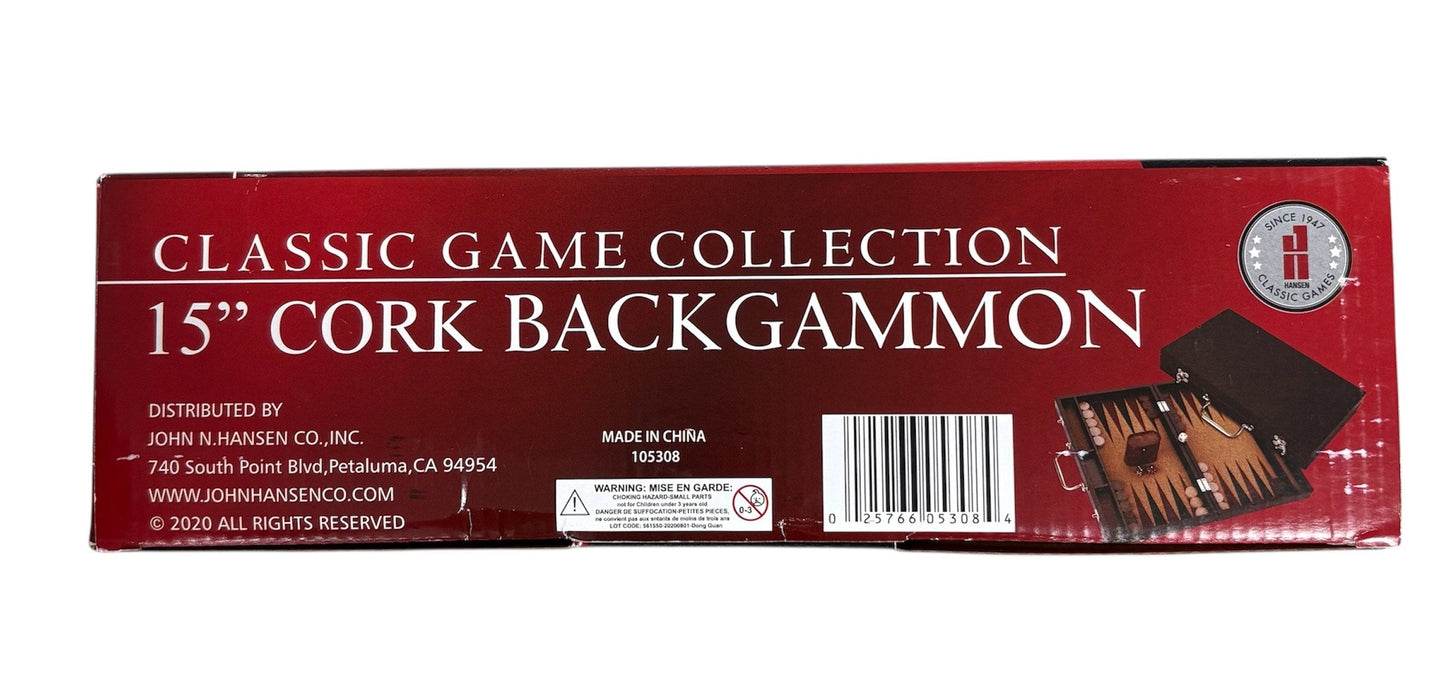 Hansen Classic Games 15" Cork Backgammon 105308