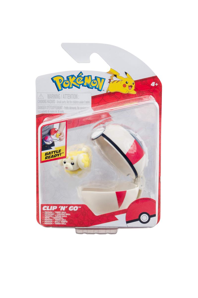 Pokémon Clip 'N' Go Fidough + Timer Ball by Jazwares in package