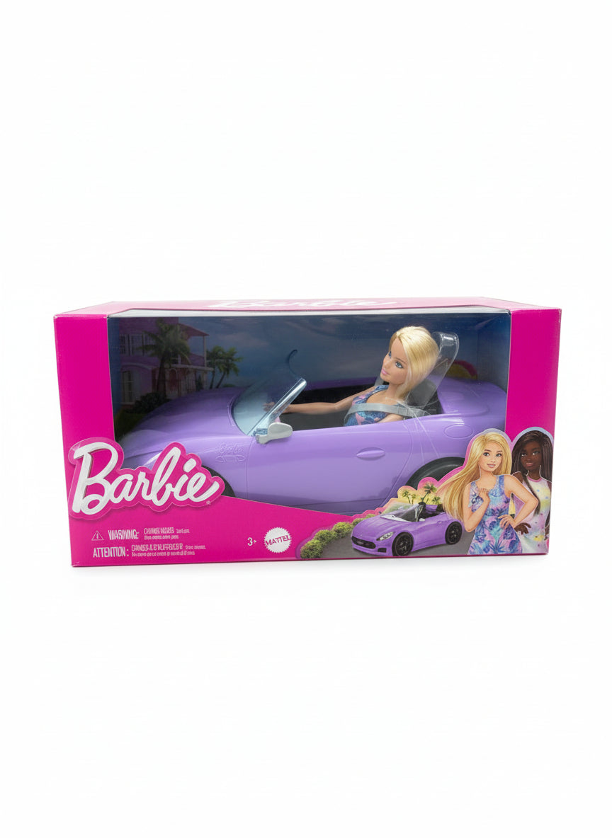 Barbie Doll & Purple Convertible Car Playset (HBY29)