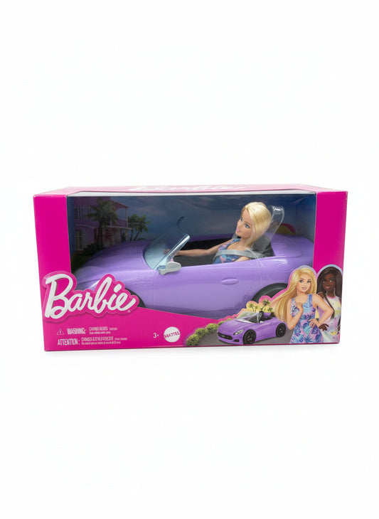 Barbie Doll & Purple Convertible Car Playset (HBY29)