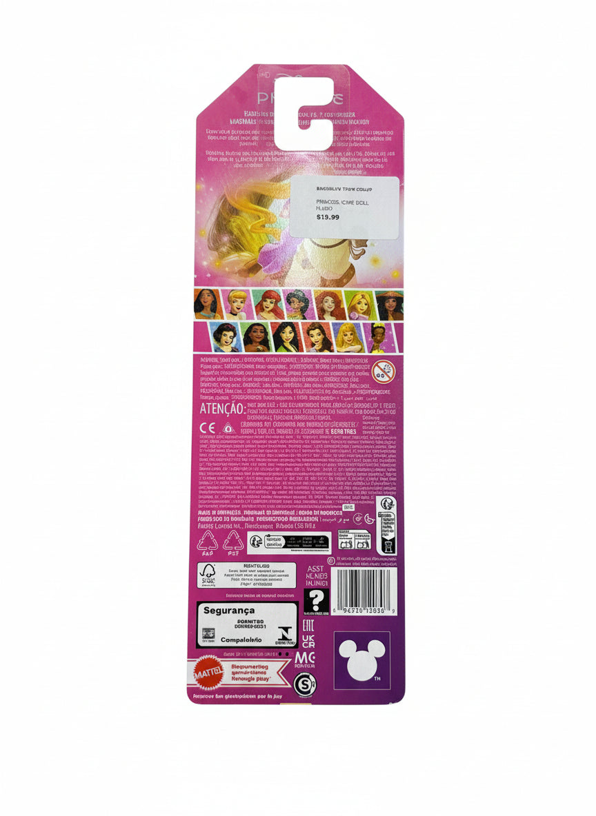 Pink toy packaging with character images on a wooden surface