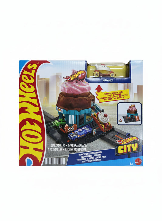 Mattel Hot Wheels City Downtown Ice Cream Swirl Track Set HTN77