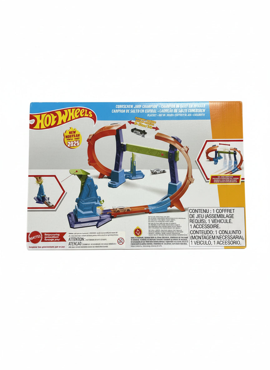 Mattel Hot Wheels Stunt Tracks Corkscrew Jump Champion JFH36