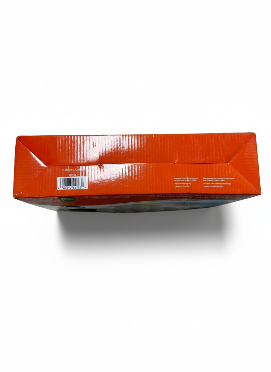 Red box on a gray wooden surface