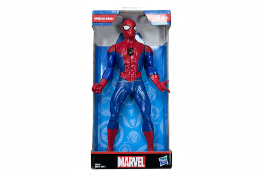 Spider-Man action figure in packaging on a wooden surface