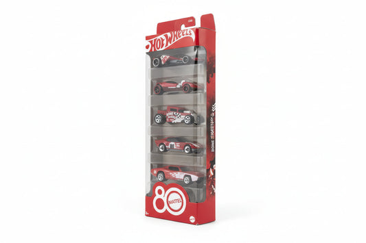 Hot Wheels toy car set in packaging on a light gray surface