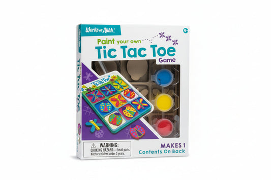 Paint your own Tic Tac Toe game set on a gray surface
