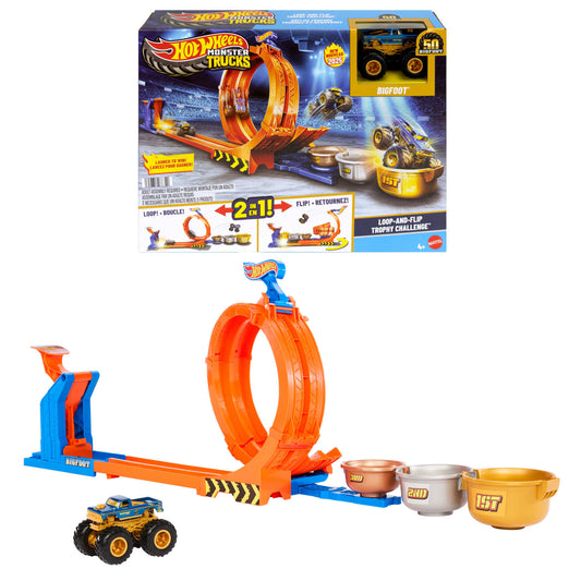 Hot Wheels Monster Trucks Loop-And-Flip Trophy Challenge (JBX64)