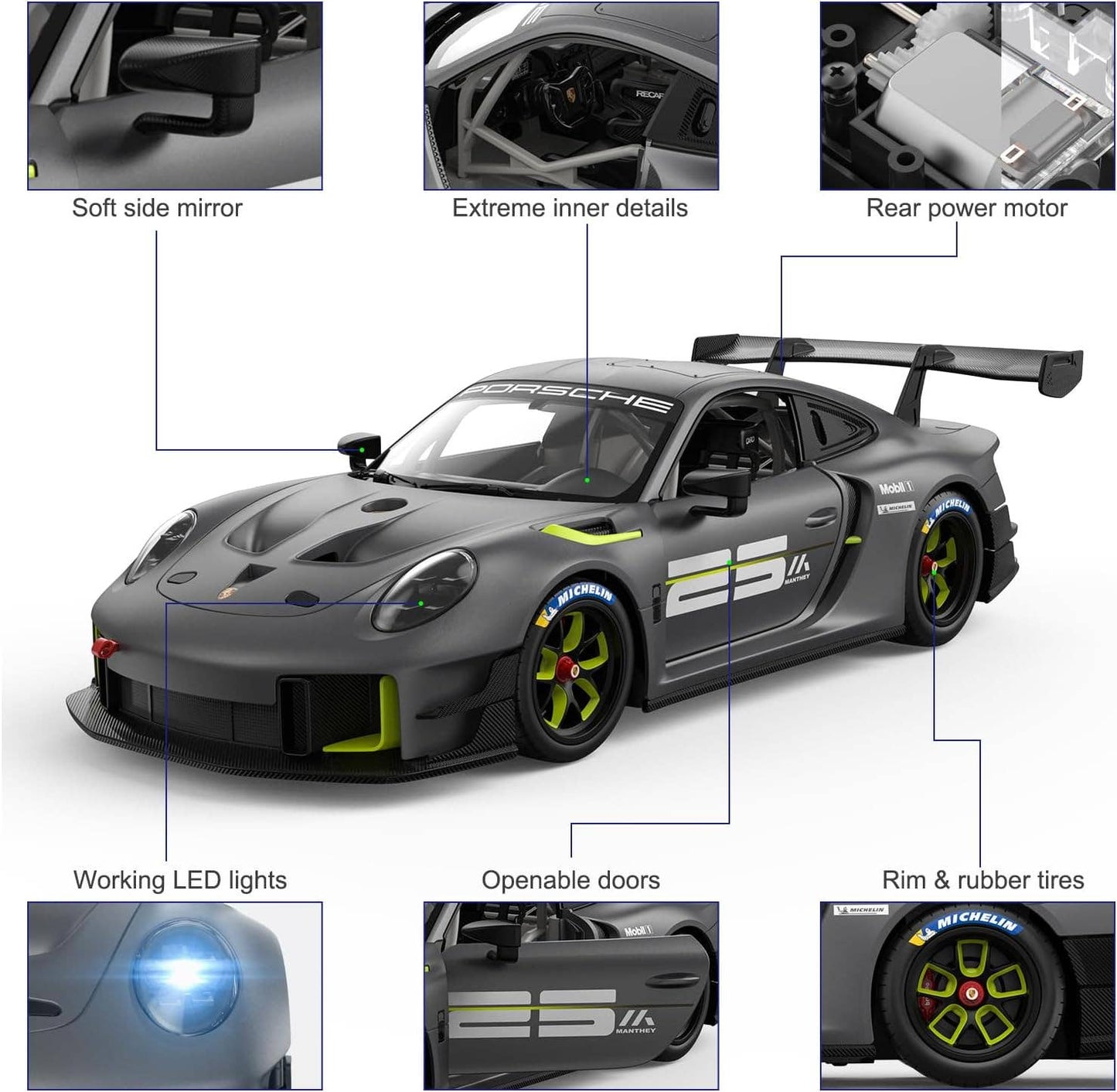 1:14 Scale RC Porsche 911 GT2 RS Remote Control Sports Car