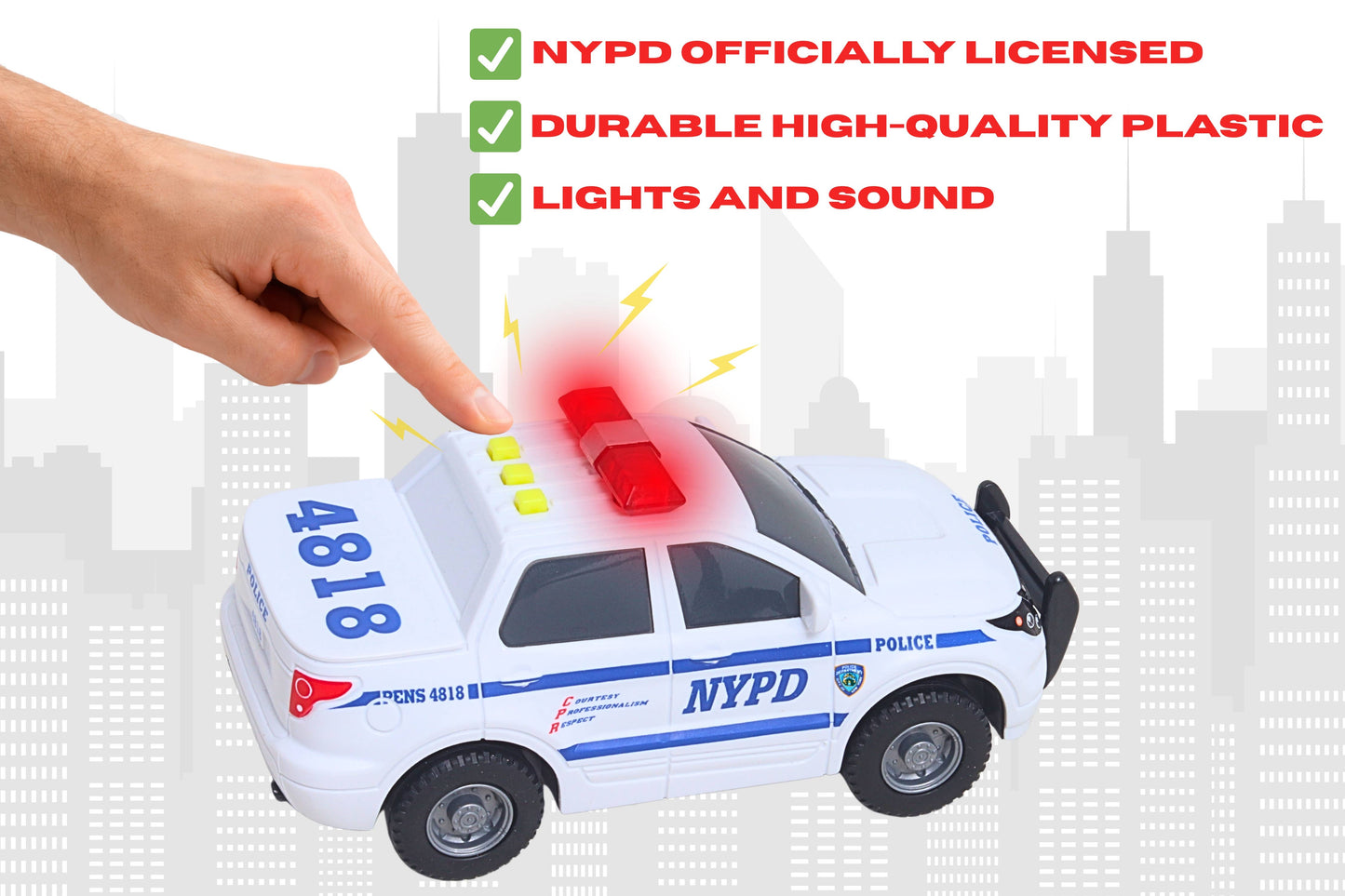 NYPD MIGHTY POLICE CAR W/LIGHT & SOUND