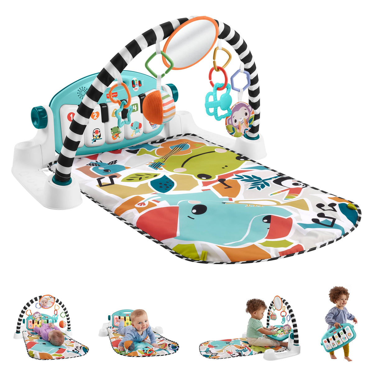 Fisher-Price Glow and Grow Kick & Play Piano Gym, Blue (HRB13)