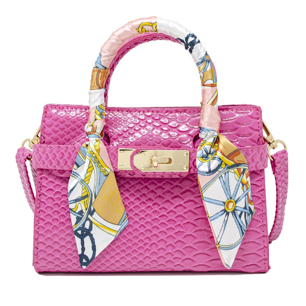 Tiny Treats crocodile scarf handbag, hot pink