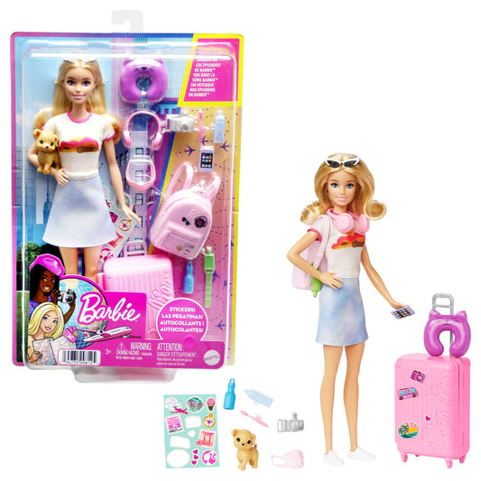 Barbie Malibu Travel Doll and Puppy Playset (HJY18)