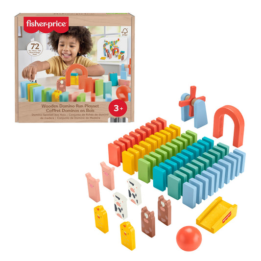 Fisher-Price Wooden Domino Run 72-Piece Playset (HXT96)