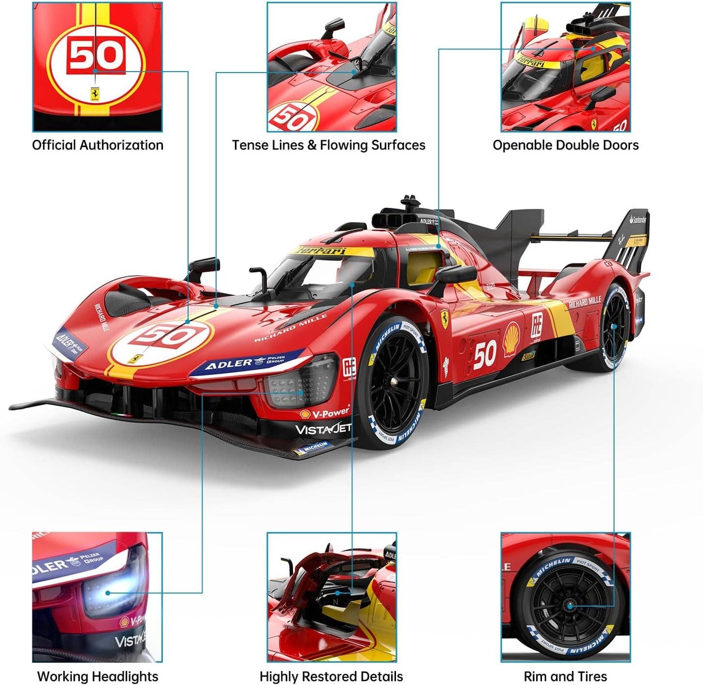 1:14 Scale RC Ferrari 499P Le Mans Remote Control Hyper Car