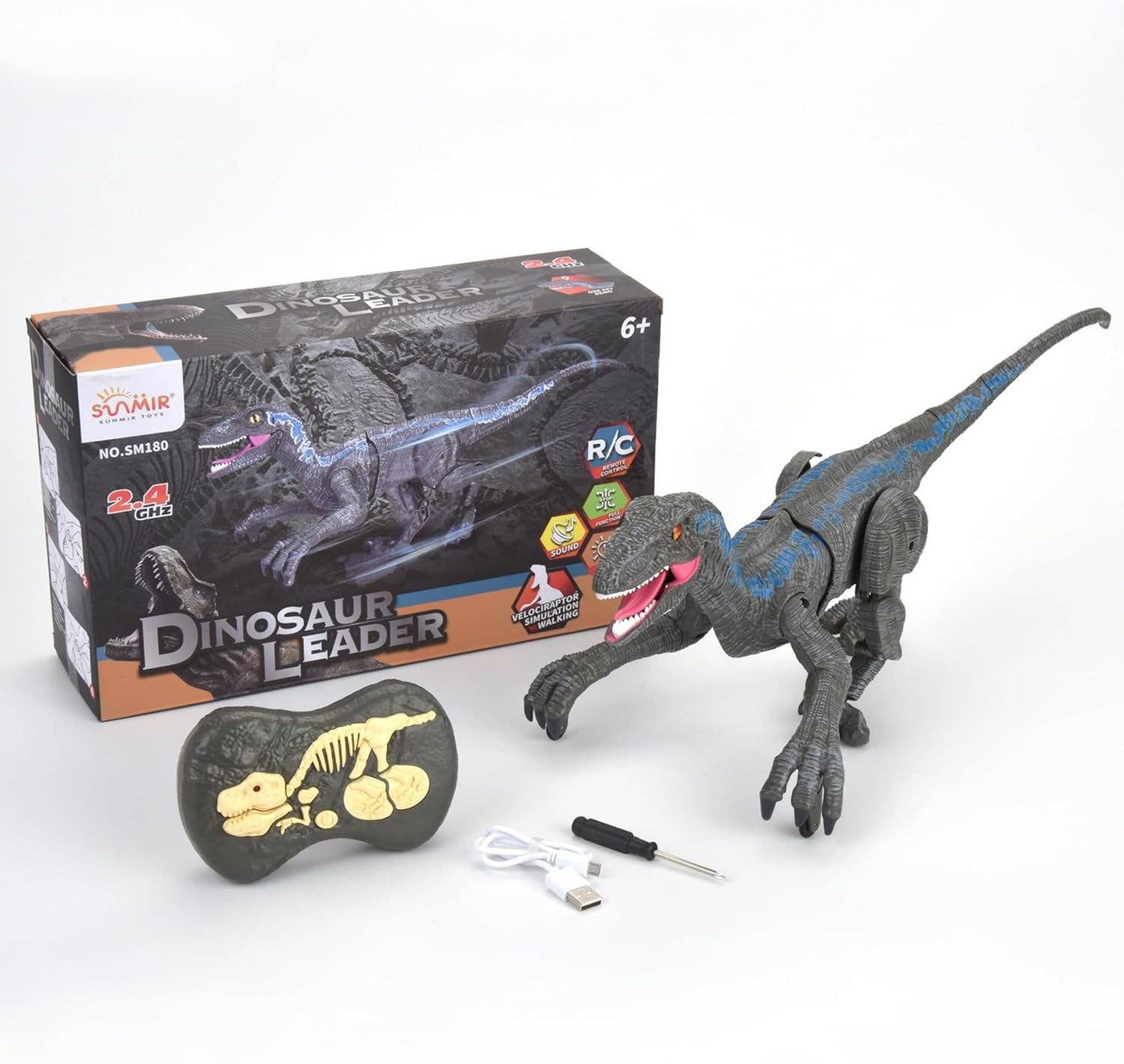 R/C Dino Jurassic Walking Roaring Tyrannosaurus Gray: Gray