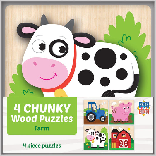 MasterPieces Farm Chunky Wood Puzzles - Kids 4-Pack (12525)