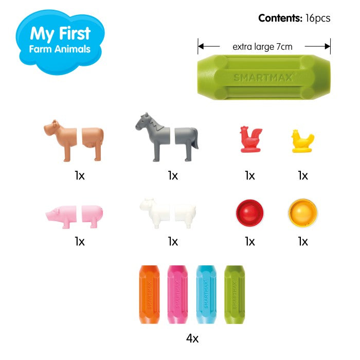 SmartMax My First Farm Animals (SMX 221) — contents, 16 pieces