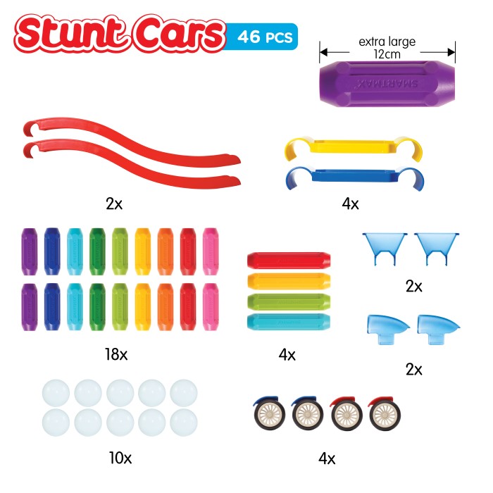 SmartMax Stunt Cars, 46 Pieces (SMX 502) — contents, 46 pieces