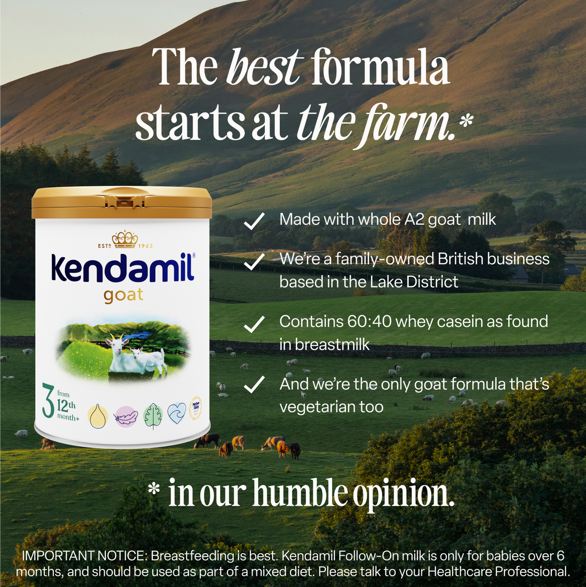 Kendamil Goat Toddler Milk made with whole A2 goat milk