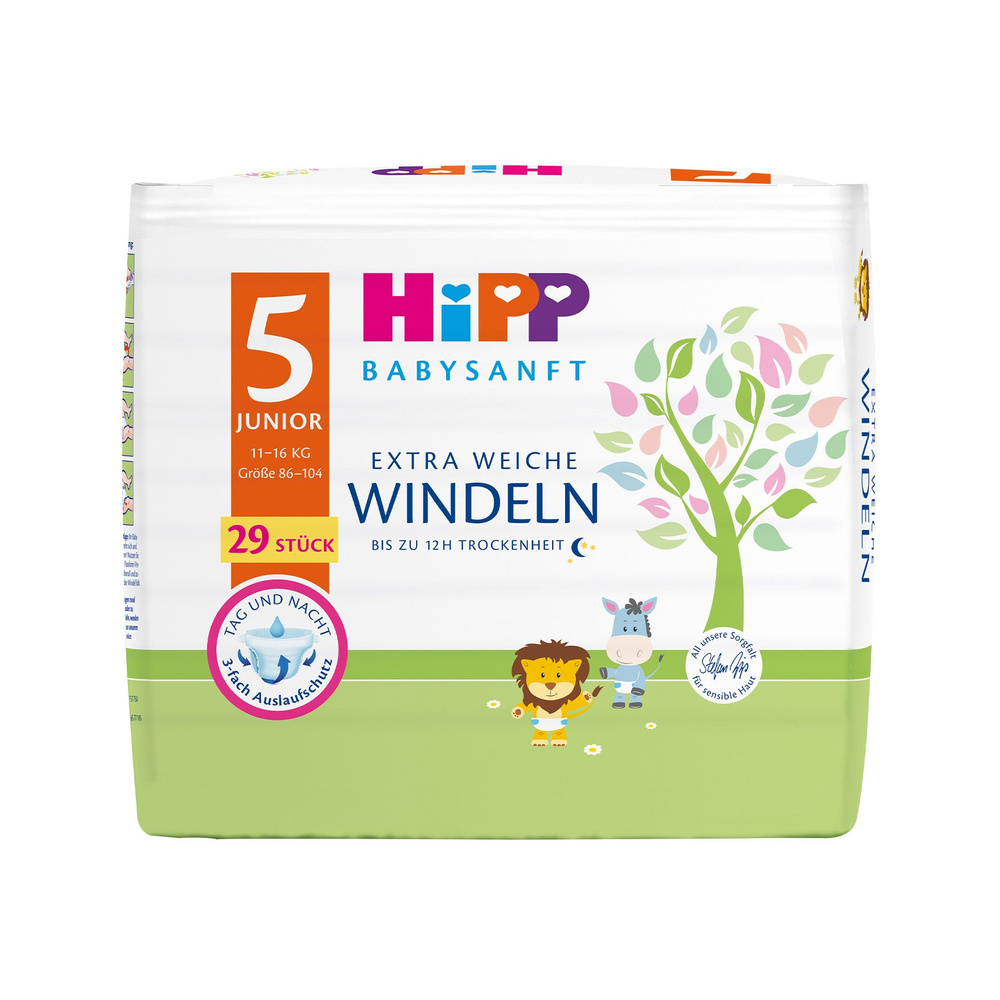 HiPP Baby Soft Extra Soft Diapers Junior, Size 5 (28 pcs) 12-25 kg
