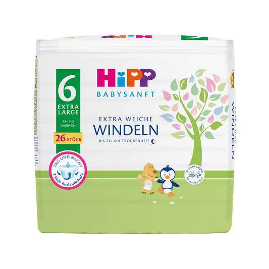 HiPP Baby Soft Extra Soft Diapers XL, Size 6 (52 pcs) 13+ kg
