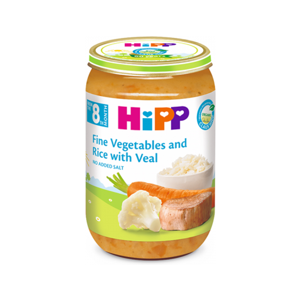 HiPP Fine Vegetables and Rice with Veal 220 g