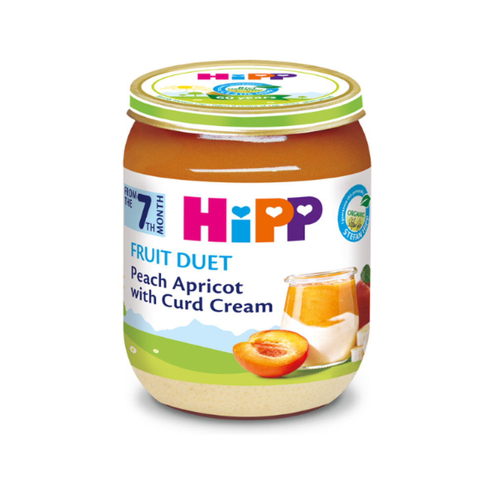 HiPP Fruit Duet Peach Apricot with Curd Cream Puree 160 g