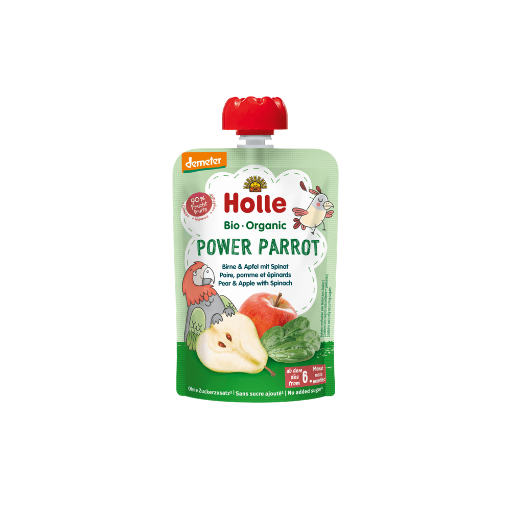 Holle Power Parrot - Pouch Pear & Apple With Spinach 100 g